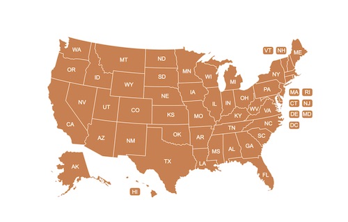 USA map of states.
